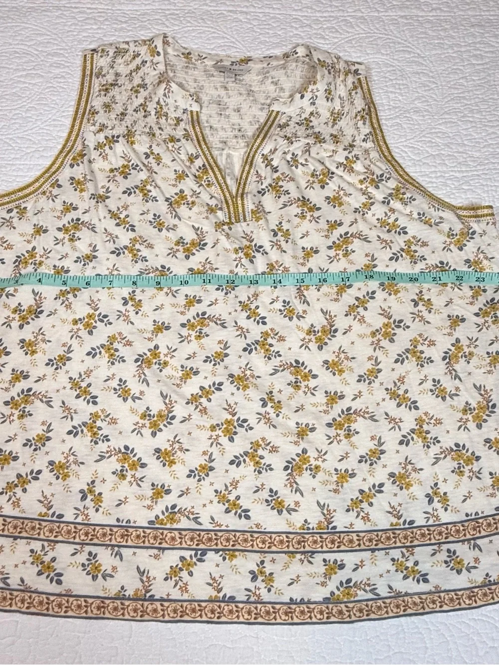 Lucky Brand Floral Sleeveless Split Neck Boho Blouse Top - Picture 6 of 6